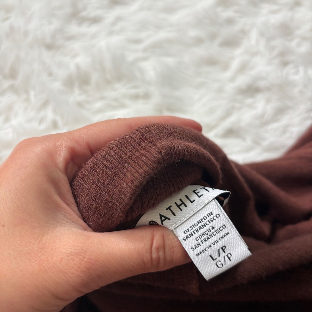 Athleta Women's Pranayama Restore Wrap Lounge Comfy Large Red Brown Open Front - Picture 8 of 11